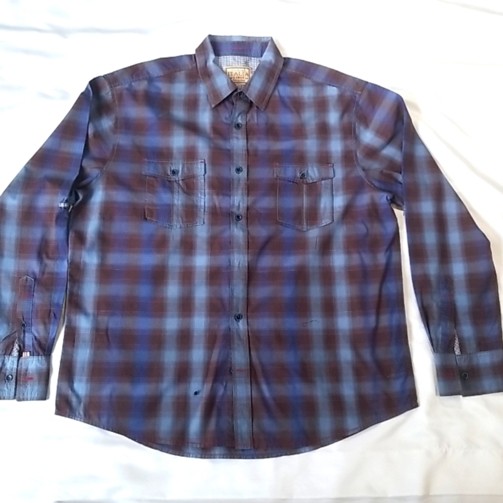Vintage Italia Men's Long Sleeve Plaid Shirt